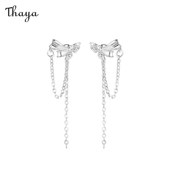 Thaya 999 Silver Bow Bliss Tassel Earrings