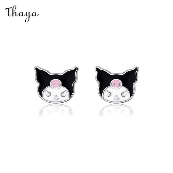 Boucles d'oreilles mignonnes de dessin animé Kuromi en argent 925 de Thaya