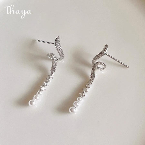 Thaya Opulent Pearl Cascade Tassel Earrings