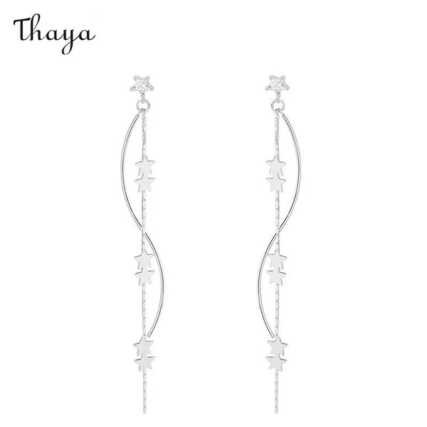 Thaya 925 Silver Luminous Star Tassel Earrings