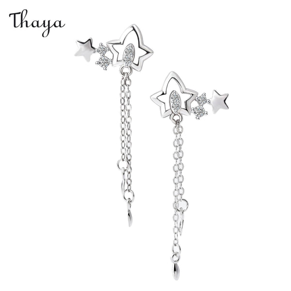 Thaya 925 Silver Starlit Maple Leaf Earrings