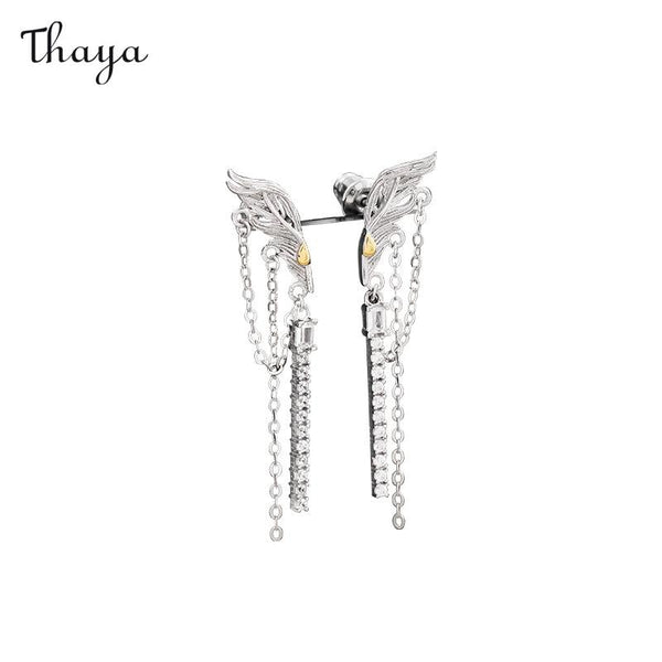 Thaya 925 Silver Angelic Arrow Feathers Earrings