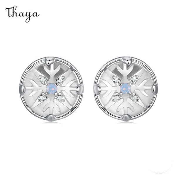 Thaya 925 Silver Crystal Snowflake Earrings