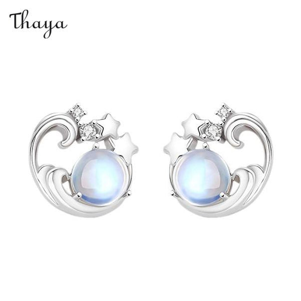 Thaya 925 Silver Moonstone Spray Earrings & Necklace