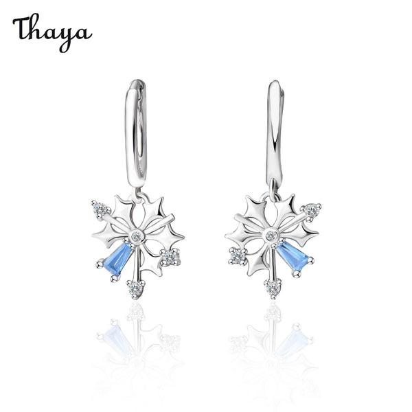 Boucles d'oreilles flocon de neige bleu en argent 925 Thaya