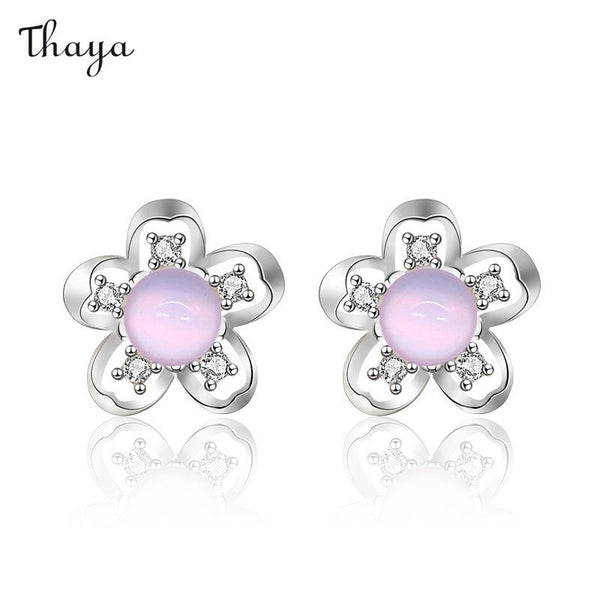 Boucles d'oreilles romantiques en argent 925 Thaya en forme de fleur de cerisier