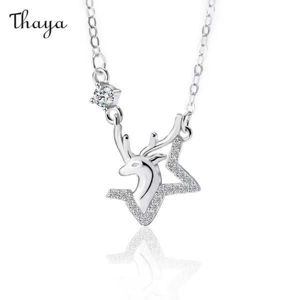 Thaya 925 Silver Christmas Starlight  Elk Necklace