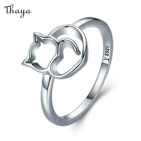 Thaya 925 Silver Kitty Cat Cuddle Ring