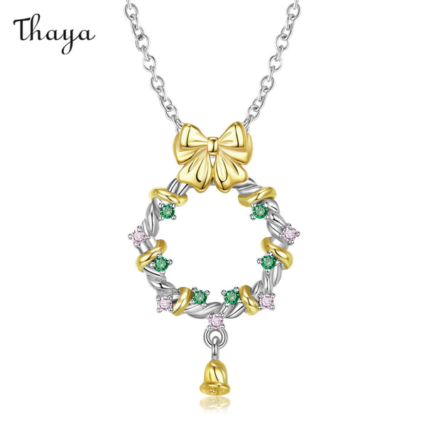 Thaya 925 Silver Christmas Bell Flower Necklace