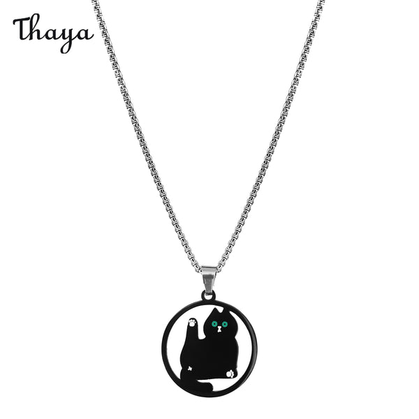 Thaya Green-Eyed Night Cat Necklace