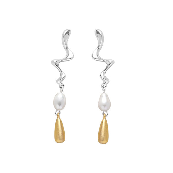 Thaya Gold Silver Countercolor  Retro Asymmetrical  Earrings