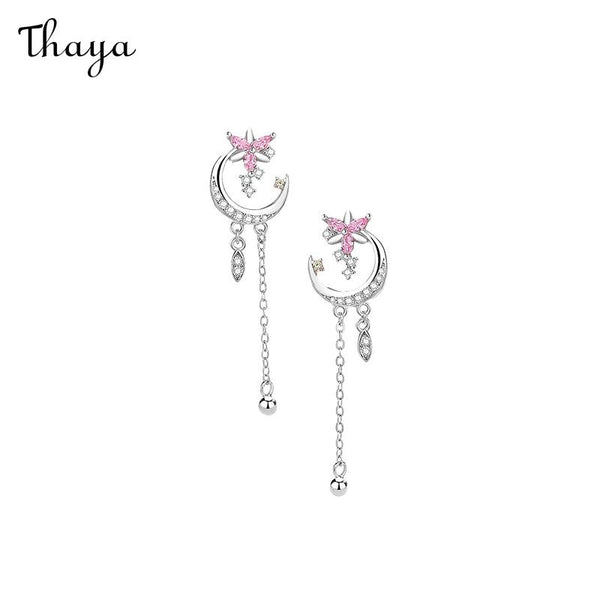 Thaya 925 Silver Moon Wind Chime Earrings