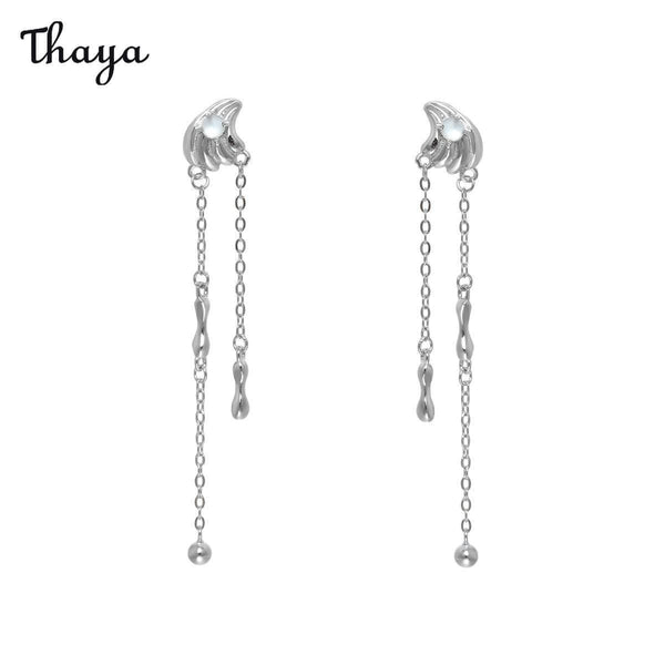 Thaya 925 Silver Tiger Eye Shell Tassel Earrings