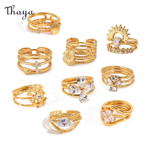 Bague au design sophistiqué à plusieurs niveaux de Thaya