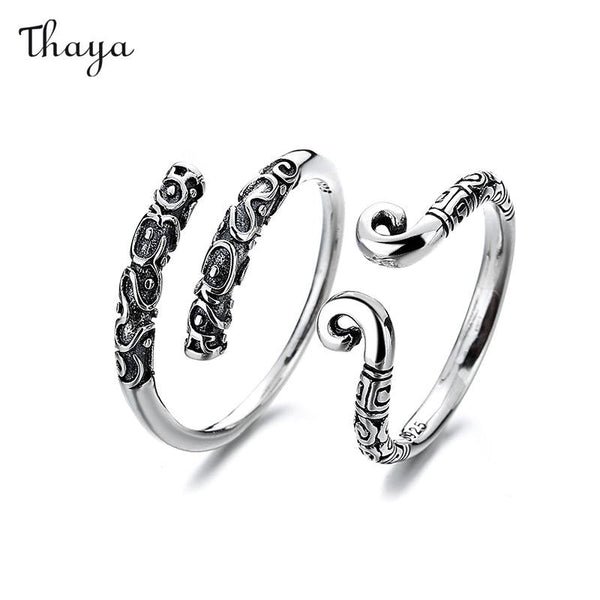 Thaya 925 Silver Black Myth Wu Kong Collectible Adjustable Ring