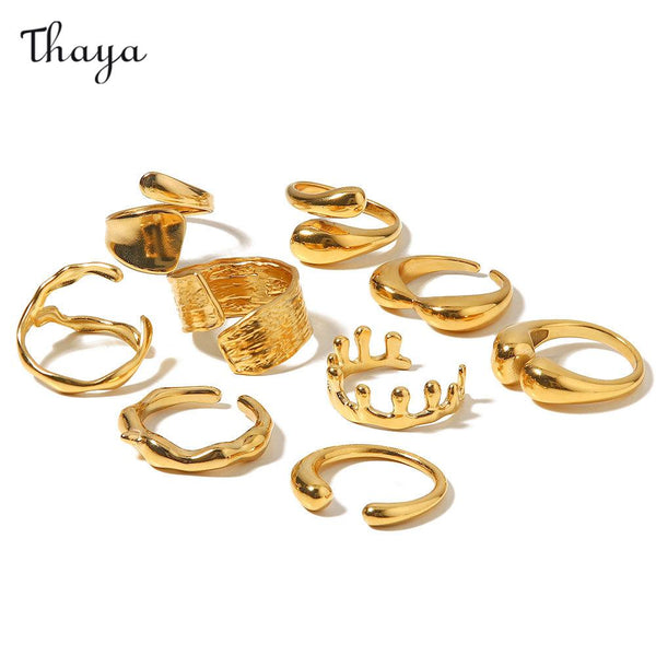 Thaya Irregular Ring Line Geometric Ring