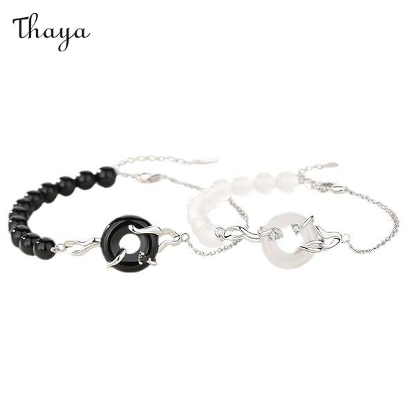 Thaya Obsidian Peace Buckle Paararmbänder