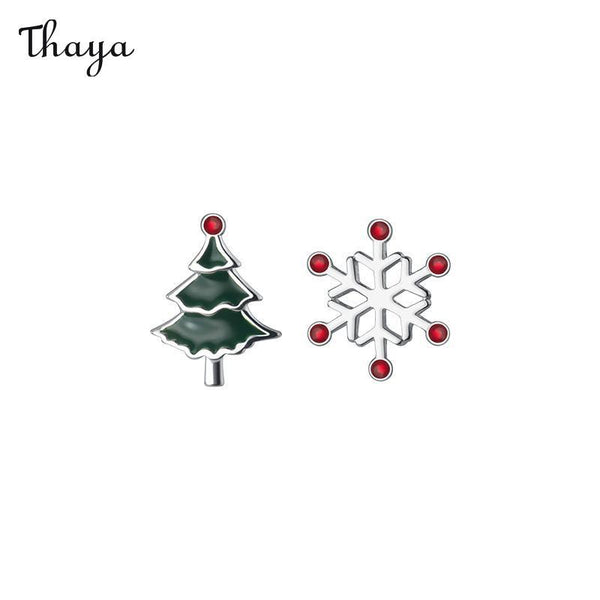 Boucles d'oreilles asymétriques en forme de flocon de neige en argent 925 de Thaya