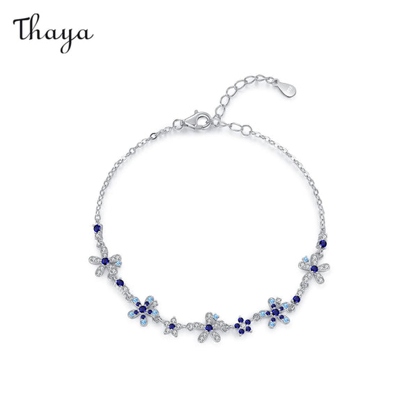 Thaya 925 Silber Elegantes blaues Blumenarmband