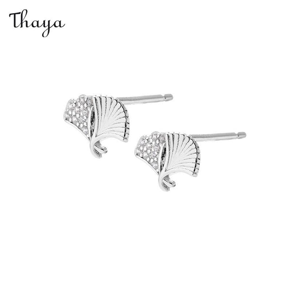 Thaya 925 Silver Ginkgo Leaf Earrings