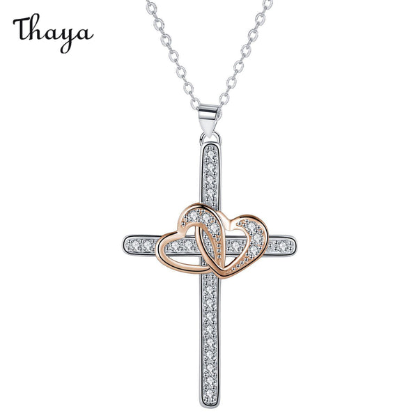 Thaya Heart Wrapped Cross Necklace