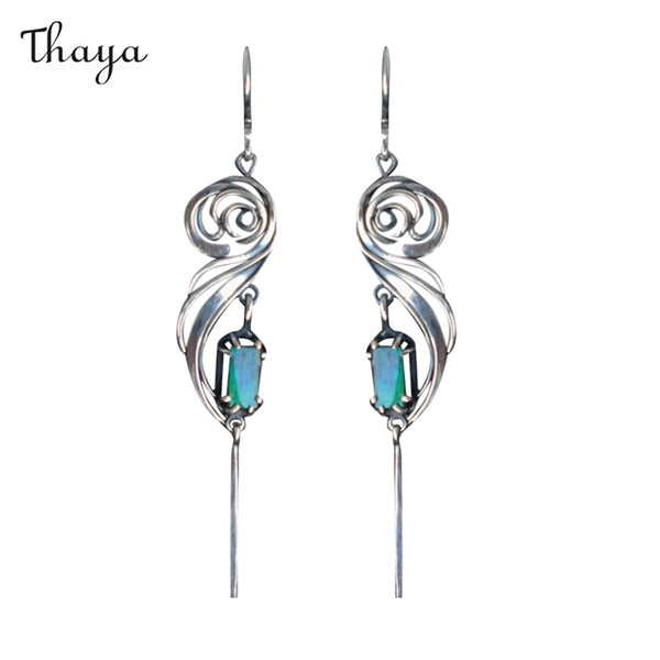 Boucles d'oreilles Thaya en zircone carrée bleu-vert