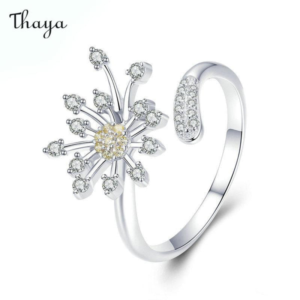 Bague d'amour en argent 925 avec pissenlit de Thaya