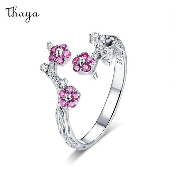 Thaya 925 Silver Purple Flower Ring