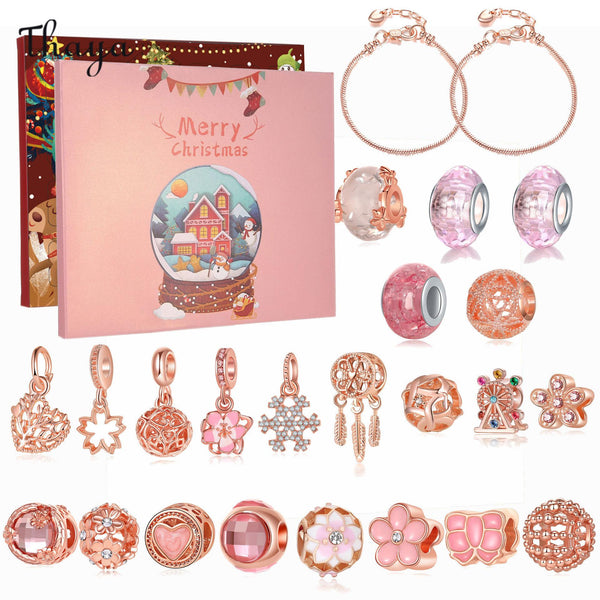 Coffret mystère de bracelets de perles en or rose à faire soi-même de Thaya pour Noël