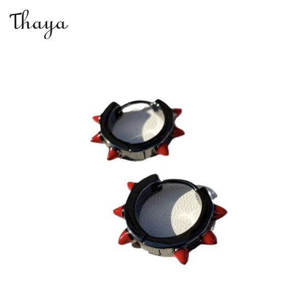 Thaya 925 Silver Studded Punk Rock Earrings