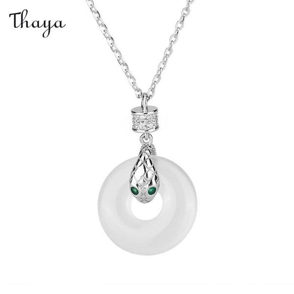 Thaya 999 Silver White Chalcedony Serpent Necklace