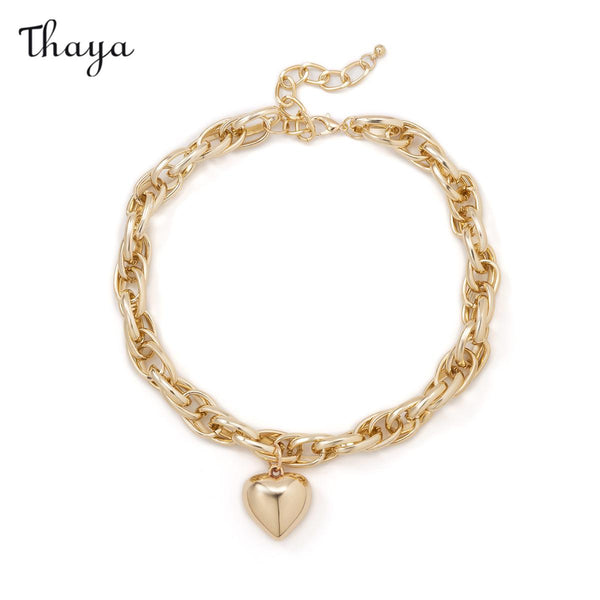 Thaya Thick O-shaped Chain Hollow Hip-hop Heart Necklace