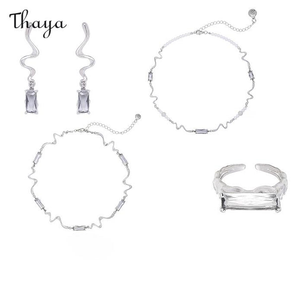 Thaya Geometric Glass Quartet Jewelry Set