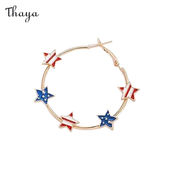 Thaya American Flag Dangle Star Earrings