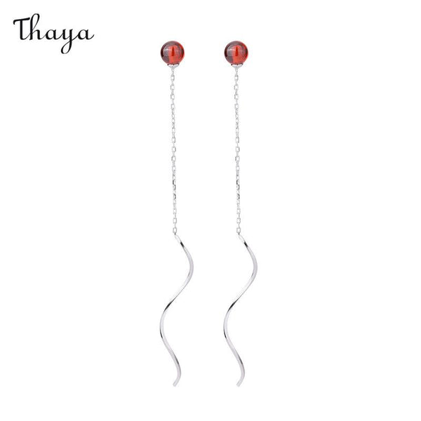 Boucles d'oreilles Thaya en argent 999 en forme de vague de grenade