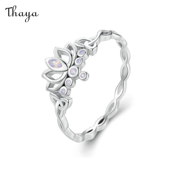 Bague Thaya en argent 925 avec lotus en fleurs