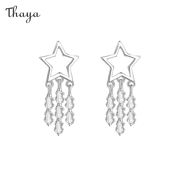 Thaya Silver Elegance Astral Tassel Earrings