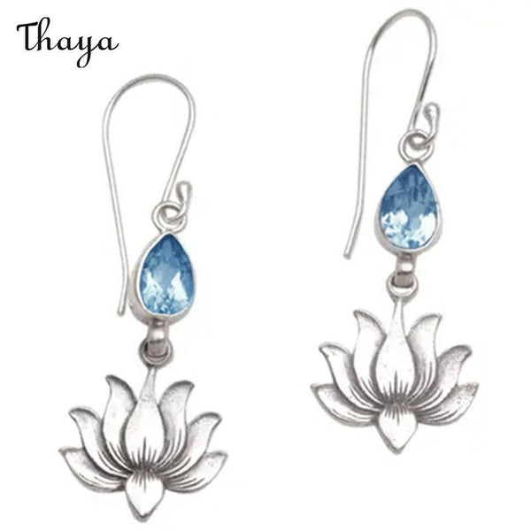 Boucles d'oreilles pendantes Thaya Lotus