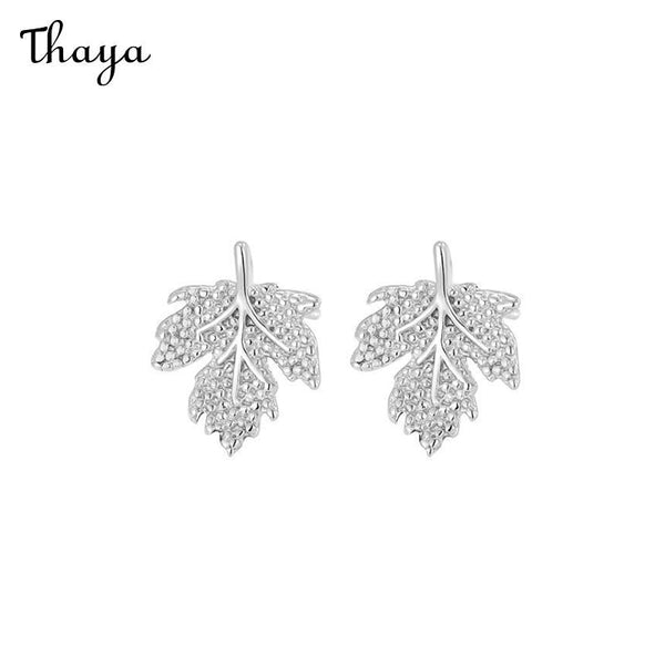 Thaya 925 Silver  Maple Leaf Stud Earrings