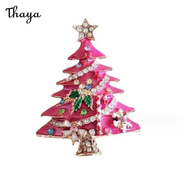 Broche en strass avec motif sapin de Noël de Thaya Diamond