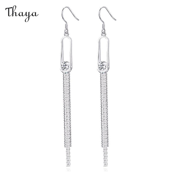 Thaya 925 Silver Chic Couture Tassel Earrings