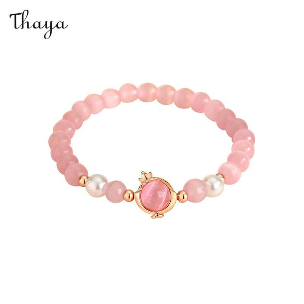 Thaya  925 Silver Pink Love Luck Snake Bracelet