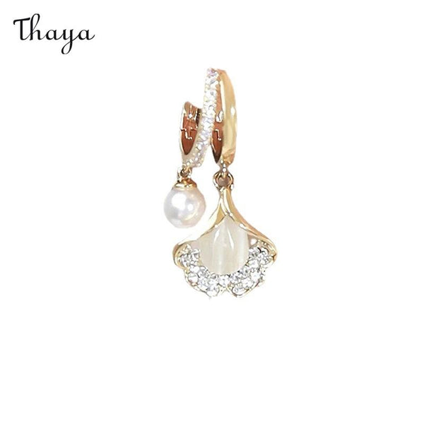 Thaya Pearlescent Ginkgo Leaf Earrings