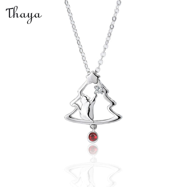 Thaya 925 Silber Weihnachtsmeow Halskette