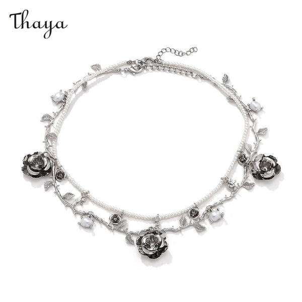 Thaya Elegant Layered Rose Pearl Necklace