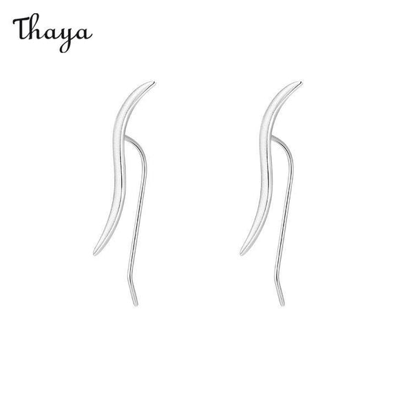 Thaya 925 Silber Schlanke Wave Line Ohrringe