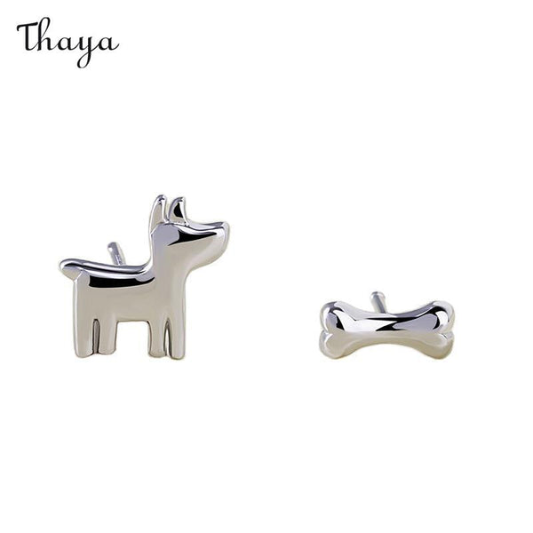 Boucles d'oreilles asymétriques en forme d'os de chiot Thaya