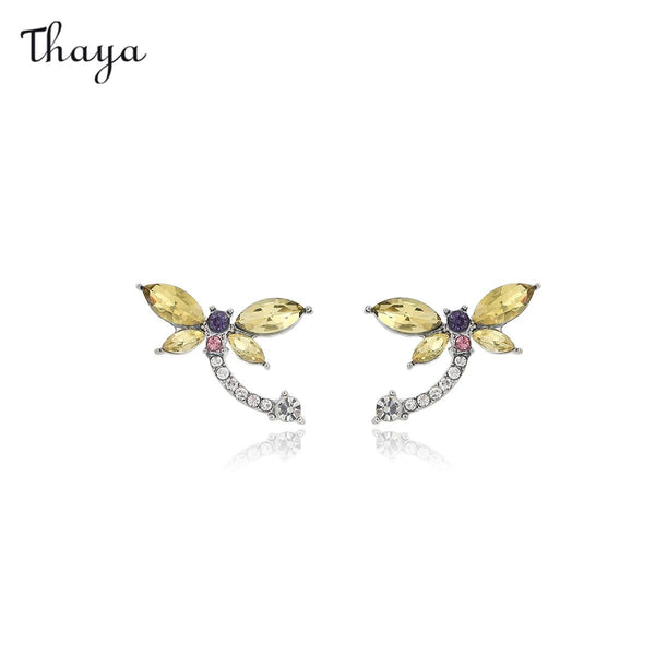 Boucles d'oreilles élégantes en forme de libellule en diamant Thaya