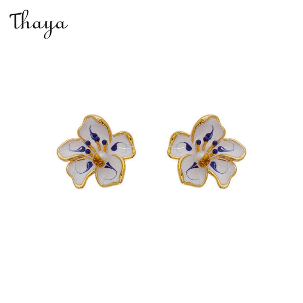 Thaya Enamelled Camellia Earrings