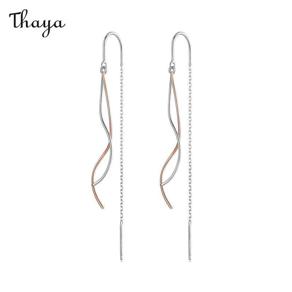 Thaya 925 Silver Simple Sleek Tassel Earrings